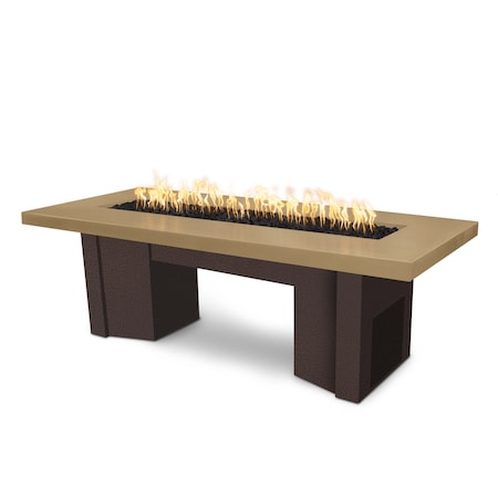 The Outdoor Plus 60 Alameda Fire Table Smooth Concrete, Brown Concrete Top, Copper Vein Powder Coat Base, Natural Gas OPT-ALMGFRC60FSEN-BRN-CPV-NG